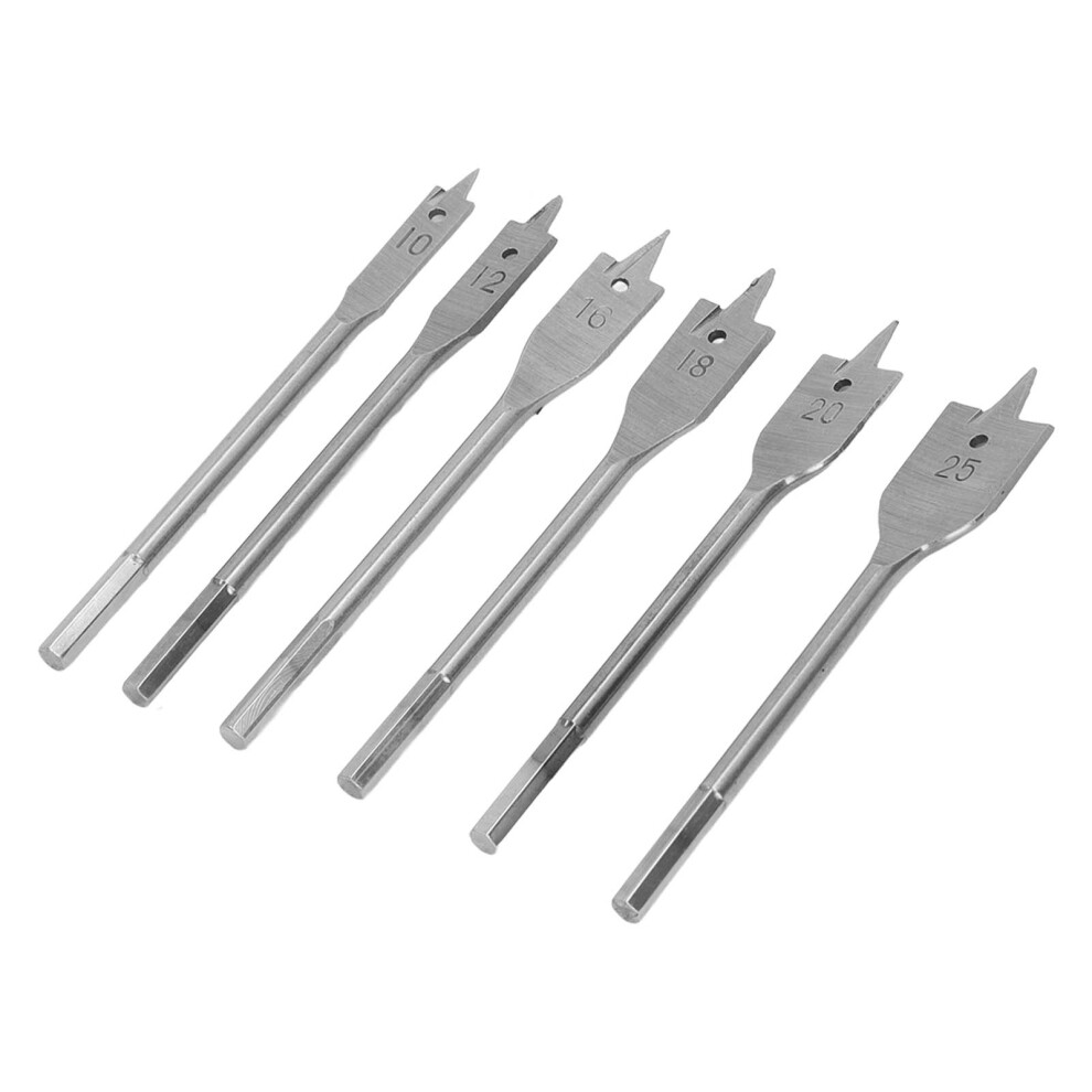 6Pcs High Carbon Steel Spade Drill Bit Set For Woodworking, Silver 5021373557149