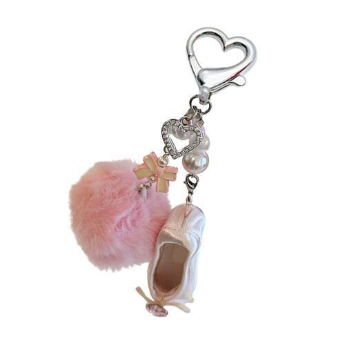 Ballet geïnspireerde sleutelhanger parels accent hart strik