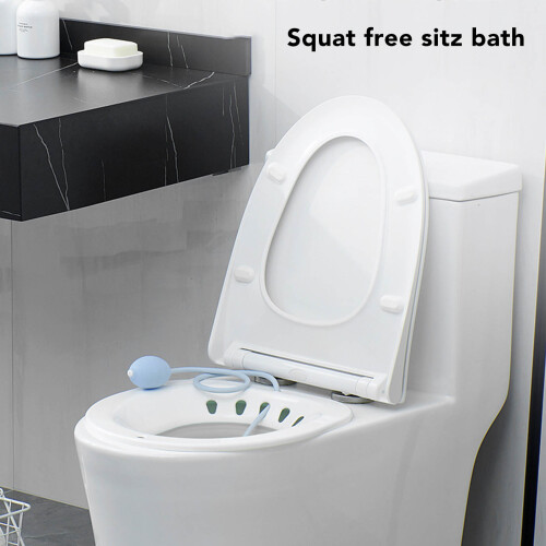 Foldable Plastic Sitz Bath with Flusher - Green, 39x36x12.5cm 2