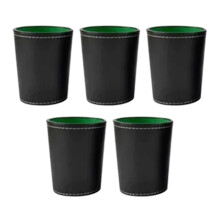 Luxury Cube Cup Set, Leather Dice Cups with Lid, 5 Pieces, Includes 6 Dice