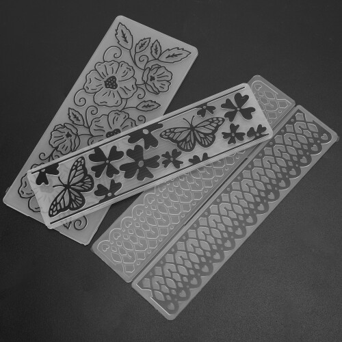 9Pcs Flower Plastic Embossing Folders for Card Making, 14.4x6cm 2