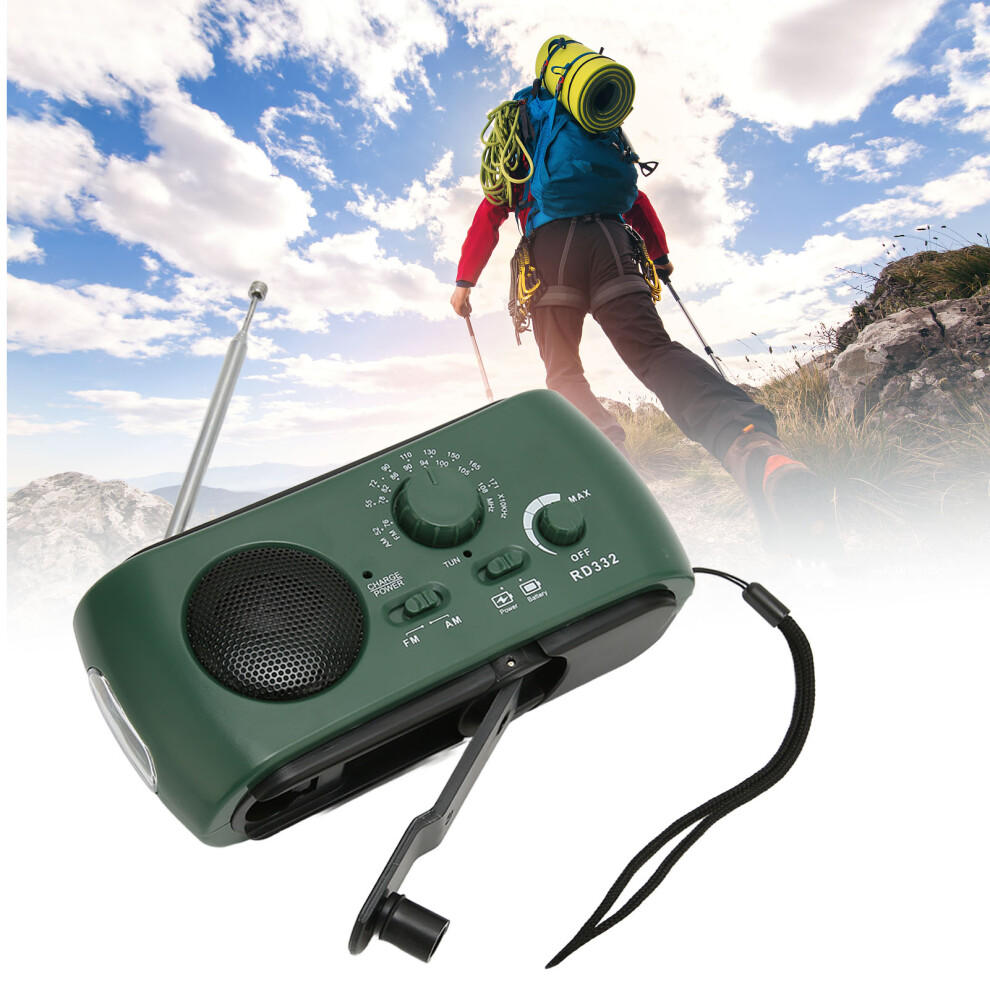 Multifunctional Solar Hand Crank Emergency Radio With Flashlight Green 5091373563228