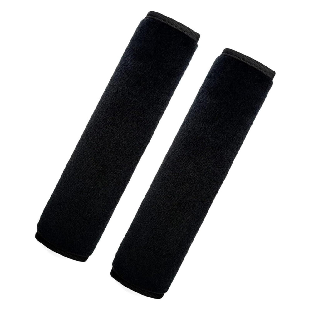 2Pcs Velvet Seat Belt Shoulder Pads For Cars And Backpacks, Soft Cushion Comfort Black 9347817207279