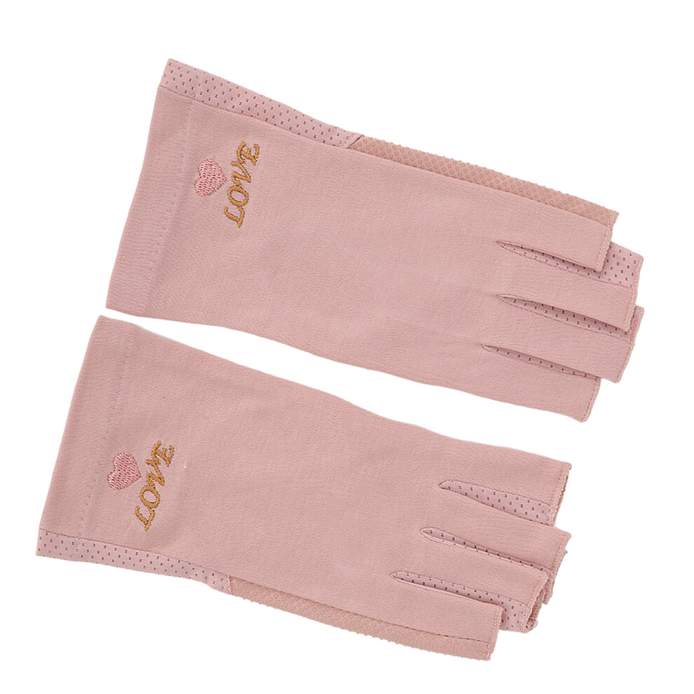Gray Fingerless Uv Nail Gloves Medium Size Protective Fiber Cotton Design