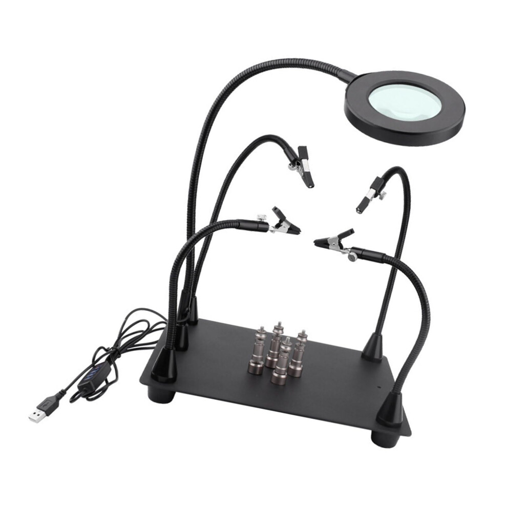 Multifunctional Helping Hands Soldering Station With 6X Magnifying Glass And Light, Precision Electronics Fixtures 9187378741566