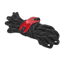 Windproof Camping Rope 10mm Reflective Tent Guyline with Aluminium Buckle Black