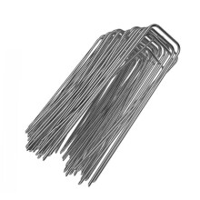 50pcs UShaped Garden Pegs Galvanized Steel Staples for Artificial Grass Weed Barrier and Lawn Edging