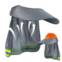 Helmet Visor Sun Protection, Brim with Neck Cover Reflective Strip Safety Helmet Accessories for Construction, Outdoor, Gray