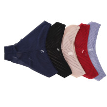 Damen Spitze Mesh Mid-Rise Baumwoll-Unterwäsche-Set 5 Stück L 40-60 kg