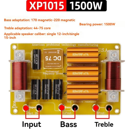 Audio divider, frequency divider, twoway divider, individual, 18, 15, 12, performance audio frequency divider, filter, tweeter 1
