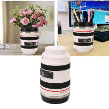 Camera Lens Coffee Mug Black and White ABS Stainless Steel Insulated 235g