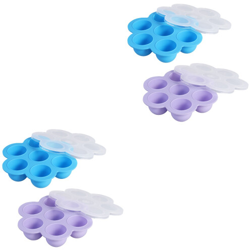 4Pièces Bac Silicone Réutilisable Pour Stockage Alimentaire Bébé 2