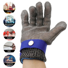 Stainless Steel Cut-Resistant Chainmail Glove for Meat & Chainsaw Work, L 24.5cm, Silver Gray
