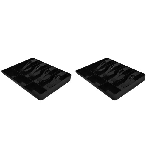 2Pièces Argent Noir ABS 4 Billets 3 Compartiments Pièces Caisse 1