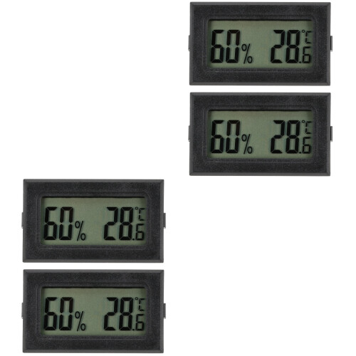 4Pièces Hygromètre Mini Noir Pour Usage Extérieur 2