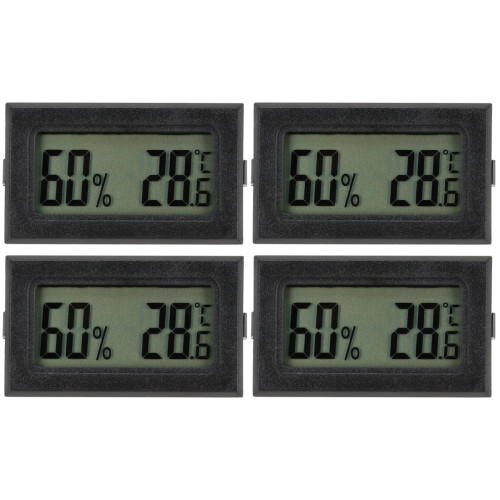 4Pièces Hygromètre Mini Noir Pour Usage Extérieur 1