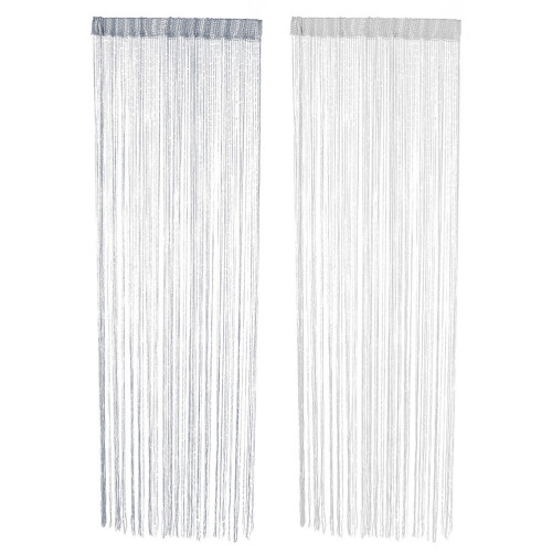 6Pcs Silver Tassel Curtain String Curtain for Door and Window