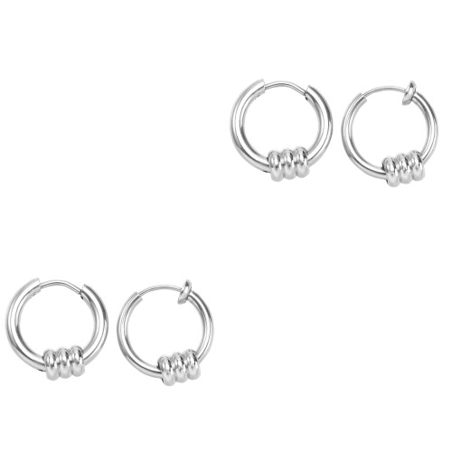 4Pièces Clips D'oreilles Stylés Argent Accessoires 2