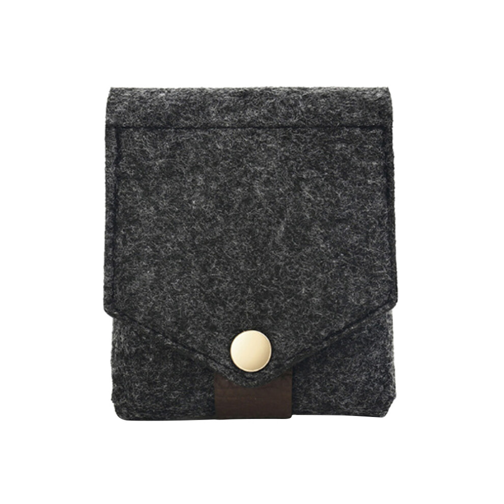 Vaguelly Dark/Grey 2Pcs Felt Lipstick Storage Pouch With Button