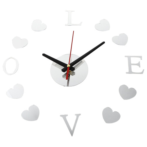 7Pcs Silver Acrylic DIY Hanging Wall Clock Modern Decorative Sticker