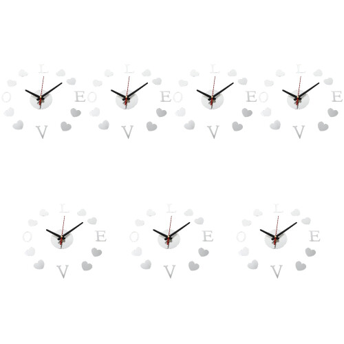 7Pcs Silver Acrylic DIY Hanging Wall Clock Modern Decorative Sticker 2