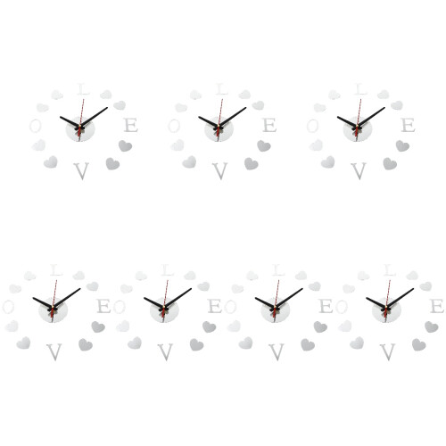 7Pcs Silver Acrylic DIY Hanging Wall Clock Modern Decorative Sticker 1