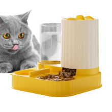 Automatic Feeder 2In1 Pet Bowl for Cats and Small Dogs, Wet/Dry Food, Indoor Use, Puppy and Kitten Compatible, Yellow