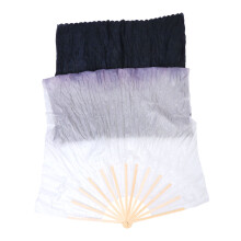 3Pcs Women's Black Silk Belly Dance Fans with Thick Bamboo Bones