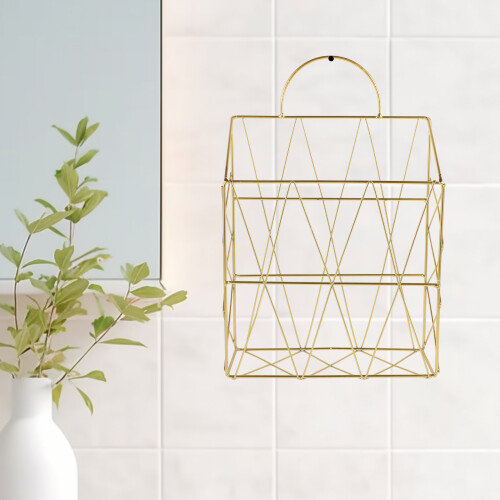 2Pcs Iron Yellow Wall Shelf Storage Rack for Home Office Decor 2