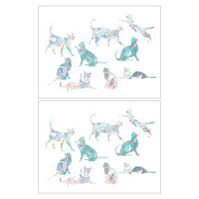 6Pcs Multi Color Cat Shape Stickers Rainbow Prisma PVC Window Decals