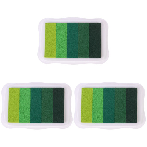 3Pcs Gradient Color Ink Pad Water-Based Green for Use 1