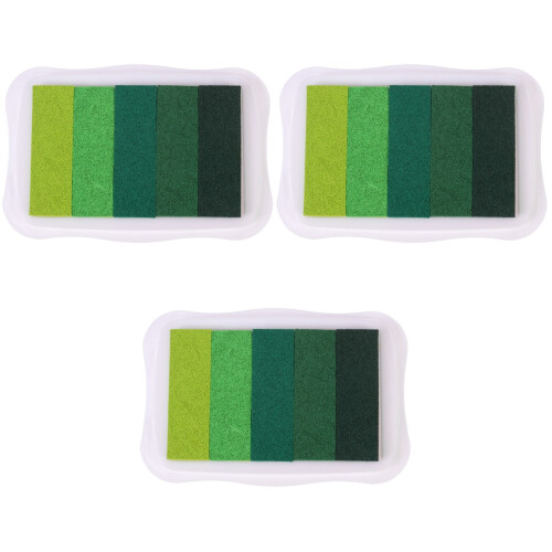 3Pcs Gradient Color Ink Pad Water-Based Green for Use 2