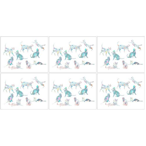 6Pcs Multi Color Cat Shape Stickers Rainbow Prisma PVC Window Decals 1