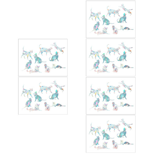 6Pcs Multi Color Cat Shape Stickers Rainbow Prisma PVC Window Decals 2