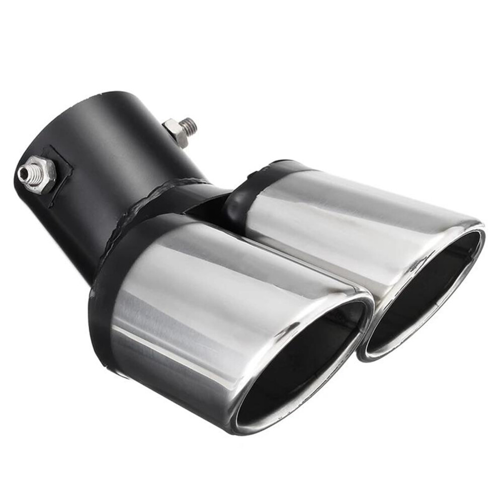 2.44 Inch Stainless Steel Car Exhaust Tip Chrome Dual Outlet Muffler Noise Reduction 62Mm 9382693894274