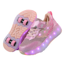 Led LightUp Roller Skate Shoes With 2 Wheels, Parkour Style, Unisex Retractable Skating Shoes, Soft SkinFriendly
