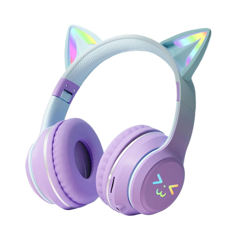 Headphones Wireless Led Headband Builtin Microphone Ergonomic Design For Streaming Home School Purple 9382693711021