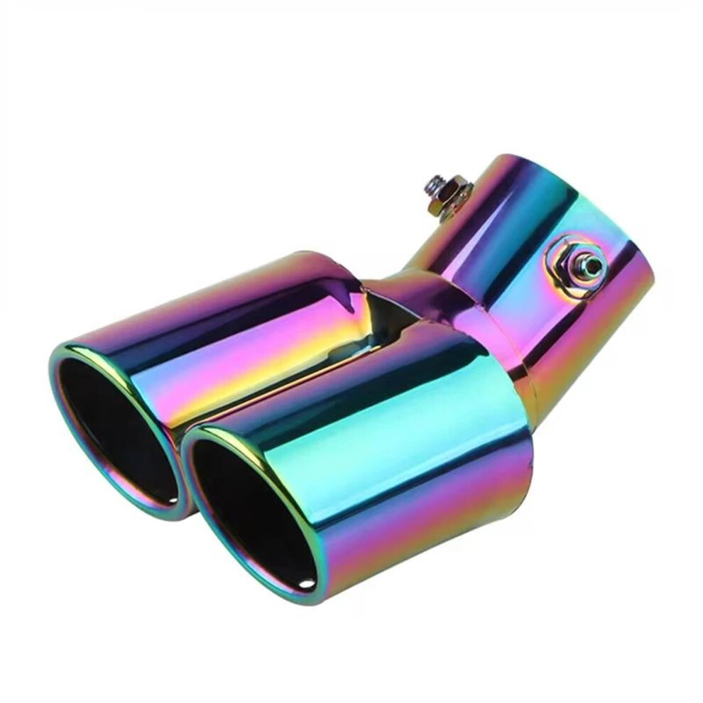 63Mm 2.5 Inch Inlet Stainless Steel Car Exhaust Tip Dual Pipe Noise Reduction Tailpipe Trim Universal Multicolor 9382693894816