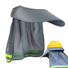 Kappenschirm Sun Visor with Neck Protection Reflective Strip Helmet Accessory for Construction Site, Garden, Warehouse, Outdoor Area, Unisex, Gray