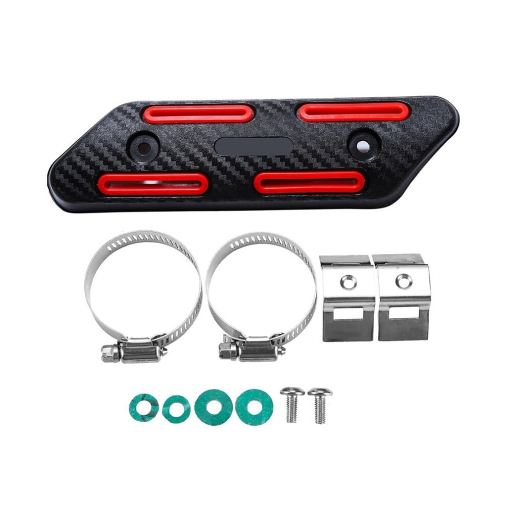 Motorcycle Exhaust Heat Shield Antiscalding Universal Muffler Pipe Guard Heat Insulation Red 9382693895028