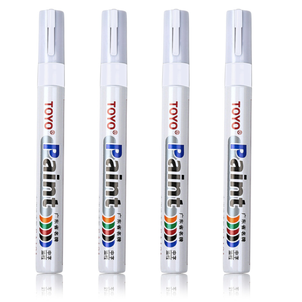 Permanent Marker Pens, 4Pcs Fabric Paint Pen For Clothes, Grout Pen For Art White