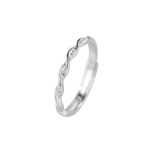 Anello a forma di infinito con zirconi cubici, impilabile, regolabile, stile eternity crossover con design a corda intrecciata, argento sterling 925