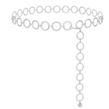 Elegant bælte til kvinder, moderigtig taljekæde med O-ringdesign og karabinlås, justerbar guld-sølvkæde i rhinsten til kjoler