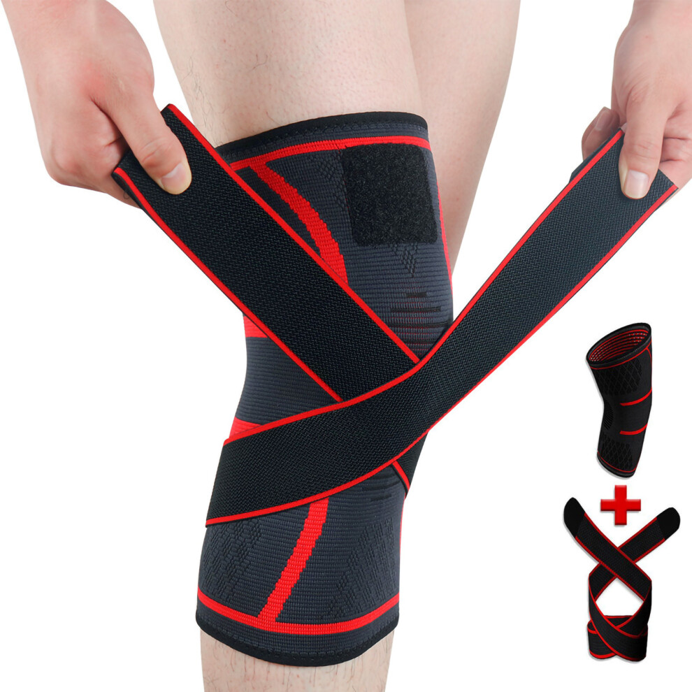 Sports Knee Pad With Elastic Brace, Nylon & Polyurethane, Xl Black 7671381970256