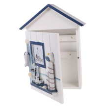Key Storage Box, Desktop Key Organizer, Mediterranean Pine, Seabird Lighthouse Design, Entryway Organizer, Natural Pine