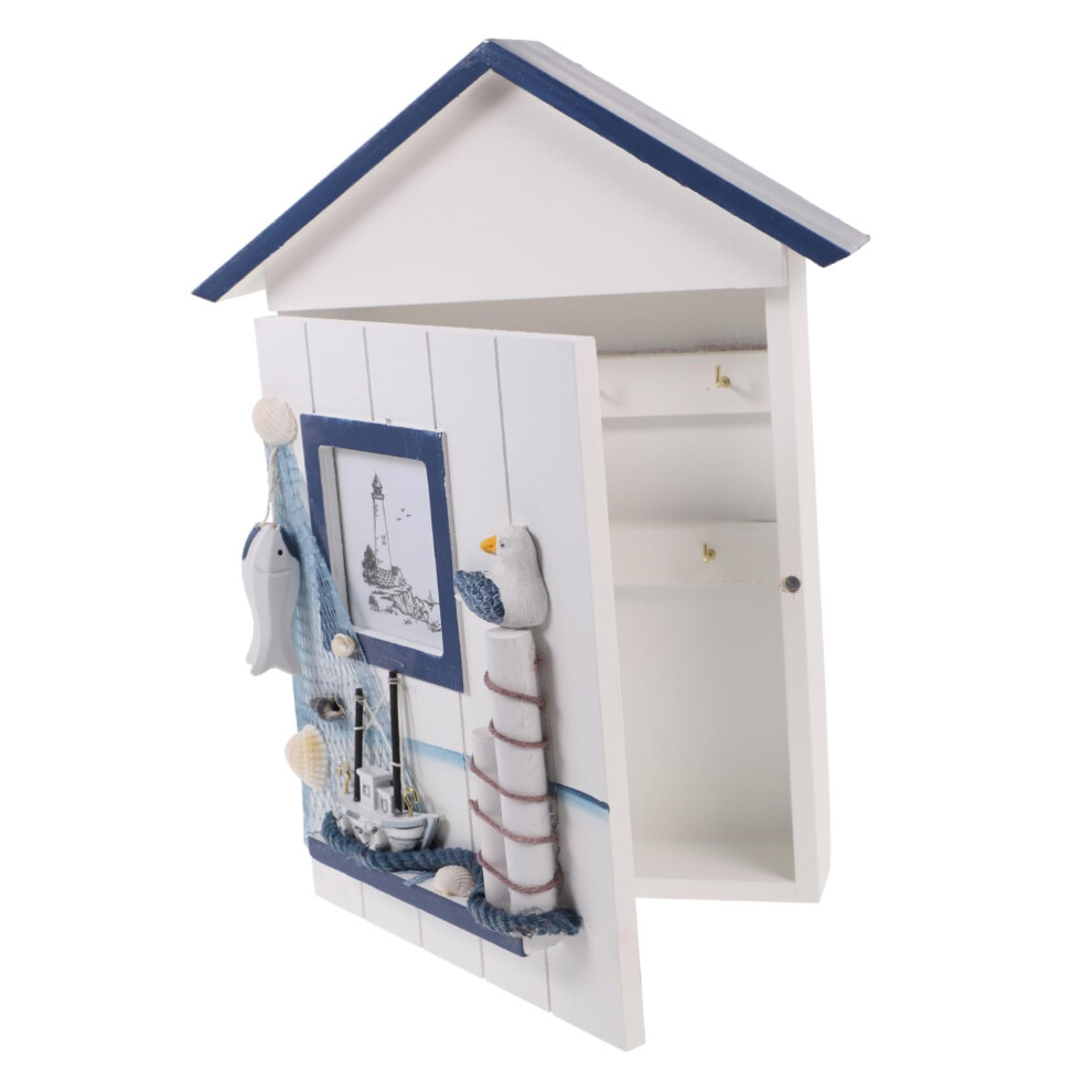 Key Storage Box, Desktop Key Organizer, Mediterranean Pine, Seabird Lighthouse Design, Entryway Organizer, Natural Pine 9347817036190