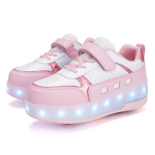 Shoes With Wheels LightUp Roller Skates For Kids USB Powered Pink Size 4 Big Kid Girls And Boys