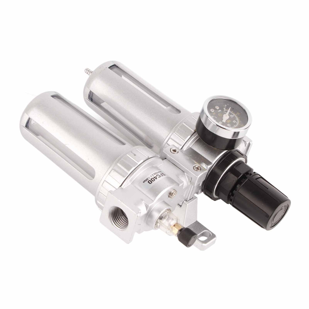 Sfc400 Silver Air Filter Water Trap Set With Oil Separator, Die Cast Aluminum 4991373587259
