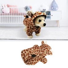 Morbidissimo cappotto invernale con cappuccio a forma di giraffa carina per cani di piccola taglia, in peluche e poliestere