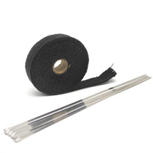 Motorcycle Exhaust Heat Wrap with Stainless Ties 5M Black  Temp Fiberglass Insulation Tape